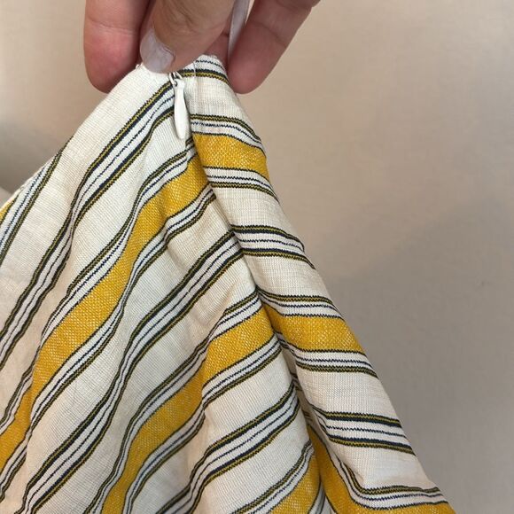 Lulu's Yellow White Striped high low ruffle preppy one shoulder Dress medium EUC - Picture 8 of 14